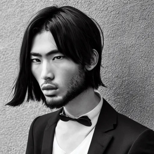 A picture of a mixed Japanese European male model with Stable Diffusion
