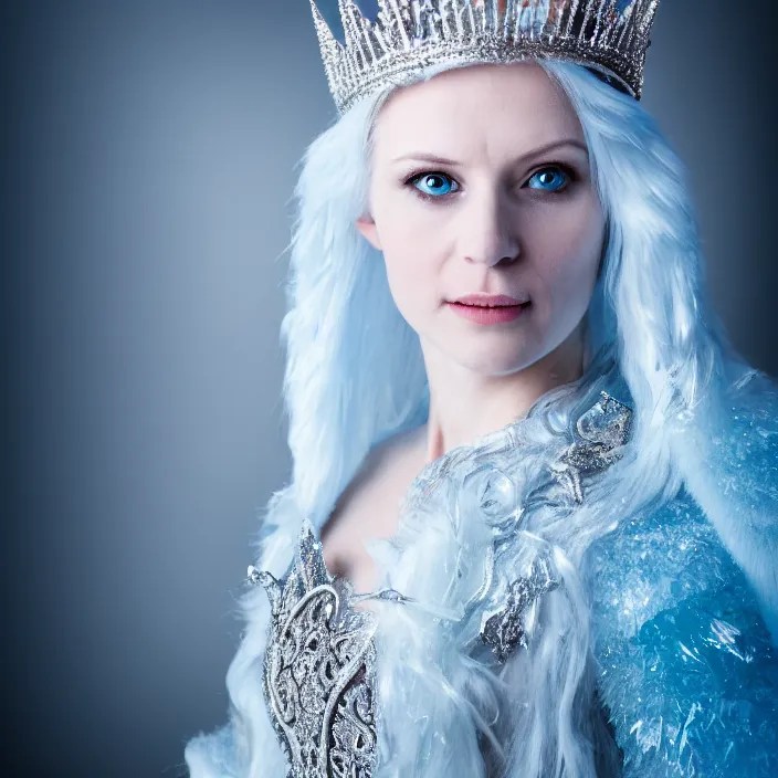 professional photograph of a beautiful ice queen with Stable