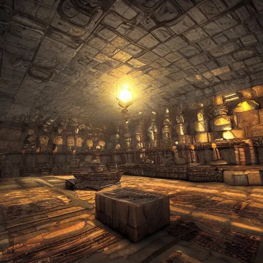 a fantasy render of vast underground treasure room. Stable Diffusion