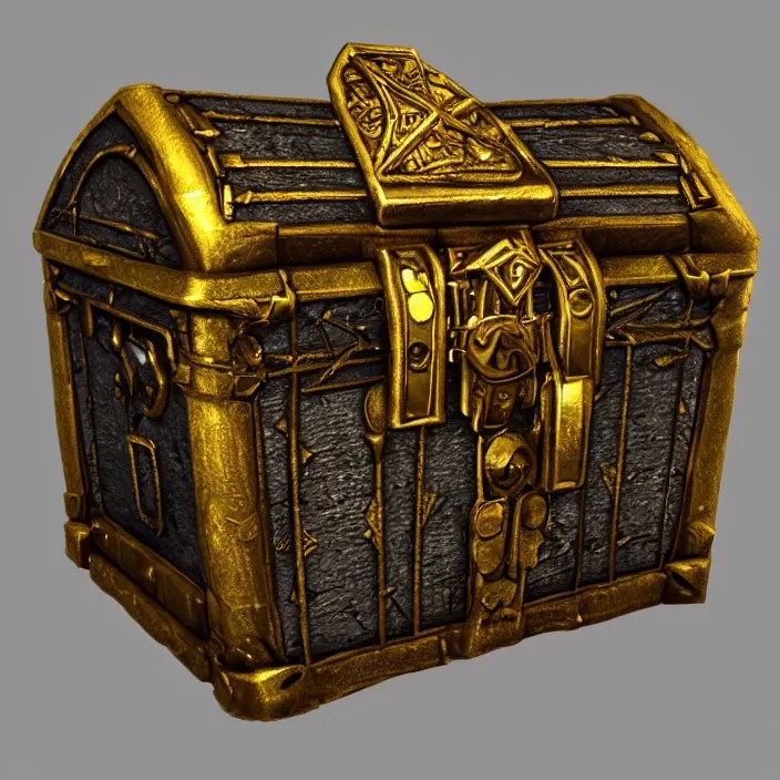 cinematic study of a fantasy chest containing gold and Stable Diffusion