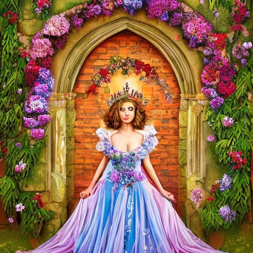 Queen of the Fae wearing a crown of flowers and Stable Diffusion