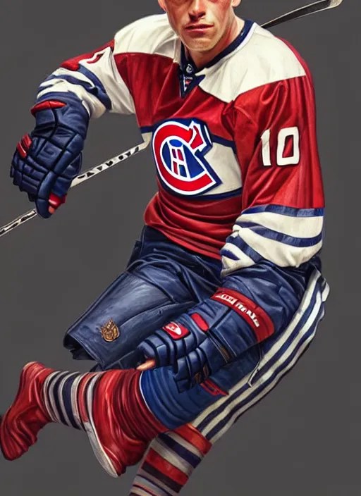 ultra realistic illustration, handsome habs player. Stable Diffusion