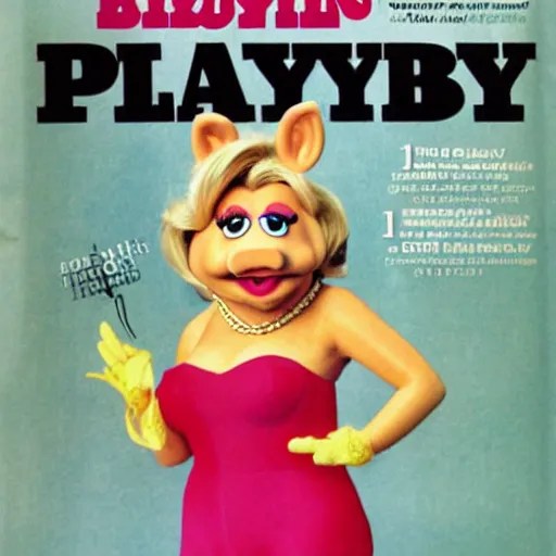 Classic Playboy magazine cover featuring Miss Piggy | Stable Diffusion