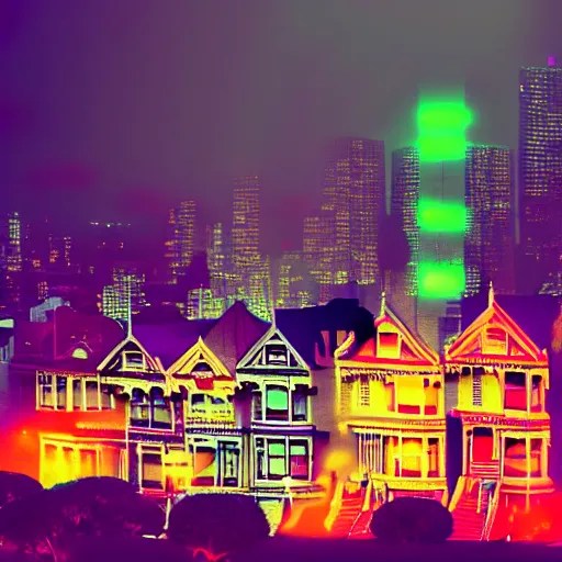 a photograph of the painted ladies in san francisco Stable Diffusion