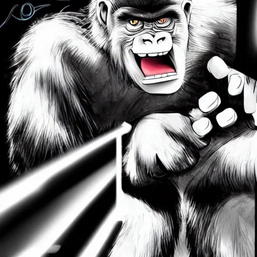 gorilla about to punch the cameraman, anime style Stable Diffusion