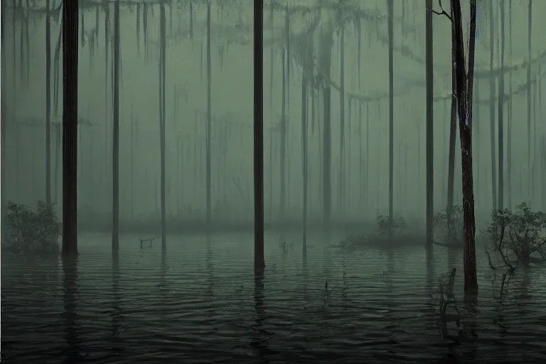 scene from louisiana swamps,, neon cross, voodoo, 8 k, Stable Diffusion OpenArt