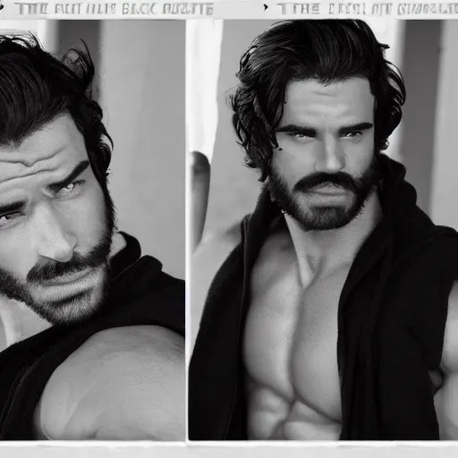 the most manly man ever, blackandwhite, he is a Stable Diffusion