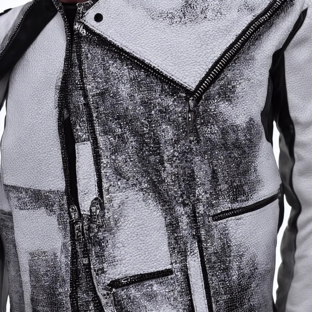 Ultra realistic white QR Code leather jacket and Stable Diffusion