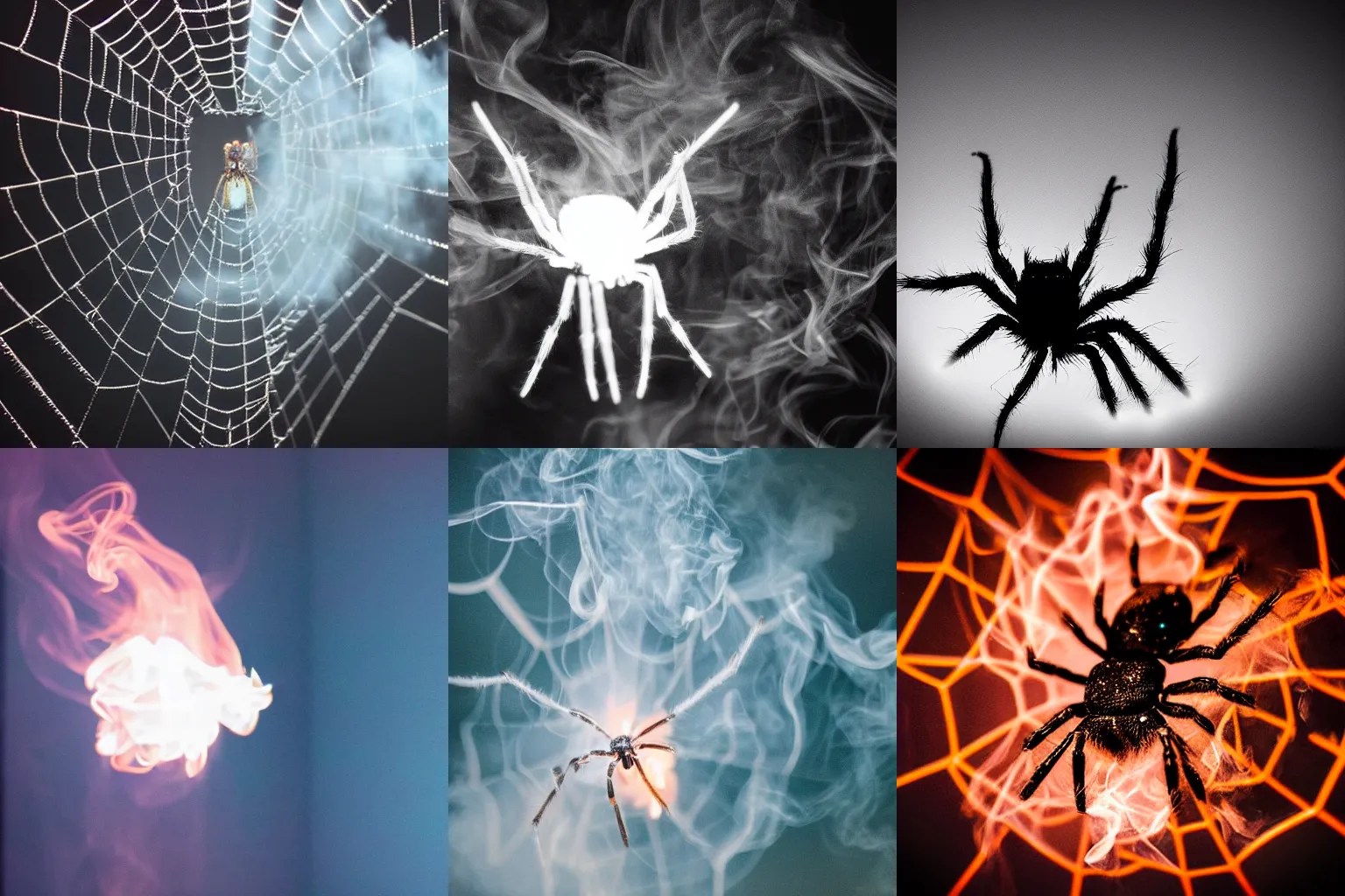 an adorable spider exhaling smoke in a smoke filled Stable Diffusion