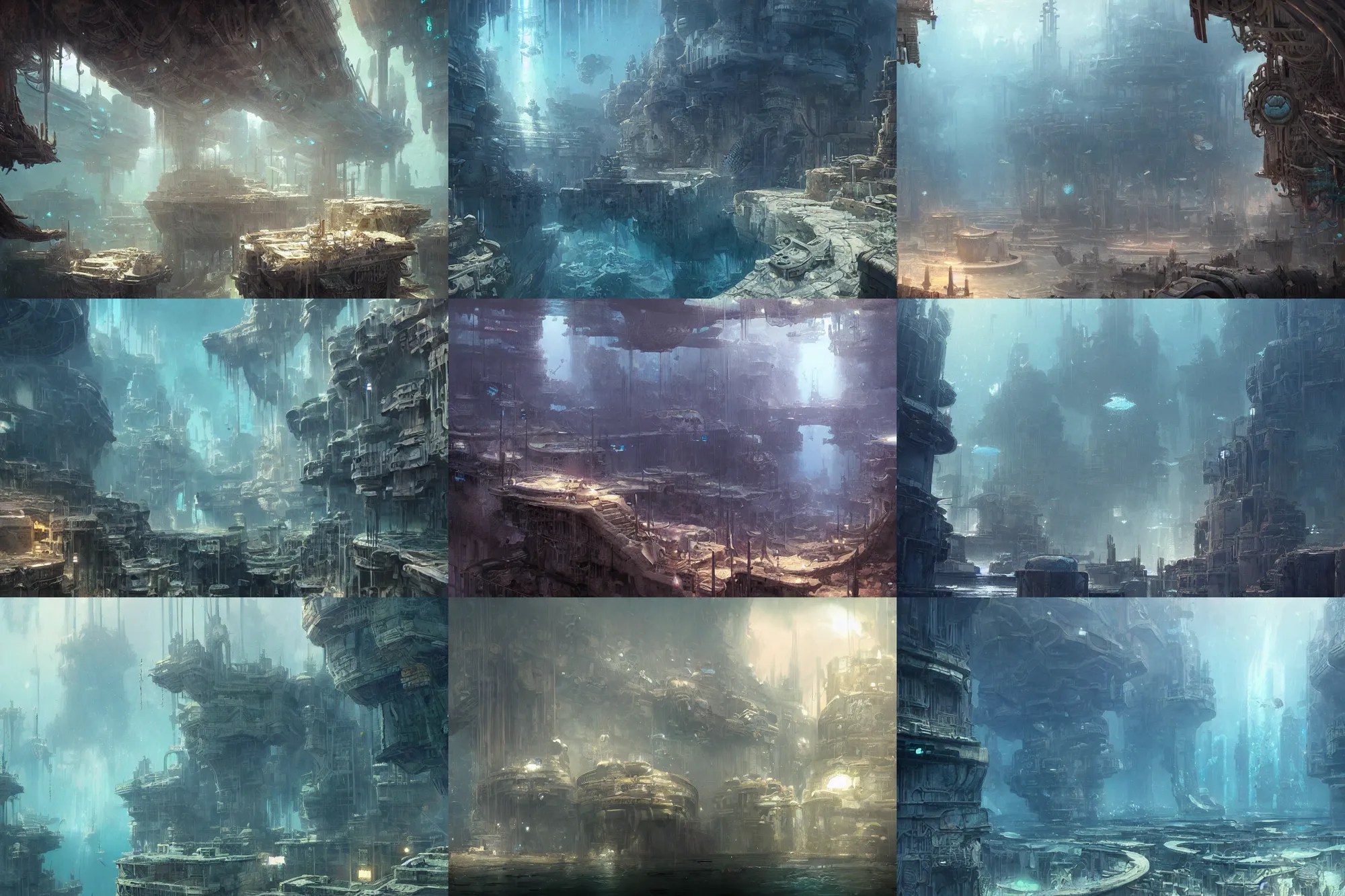Underwater city, digital painting by Greg Rutkowski Stable Diffusion