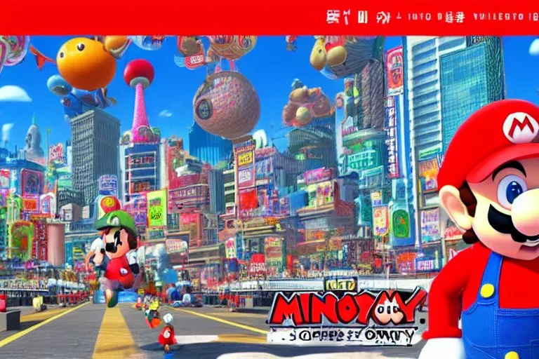 an in game new donk city landscape from super mario Stable Diffusion