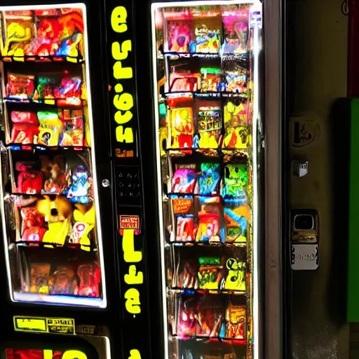 in a dark alley at night a vending machine sells Stable Diffusion