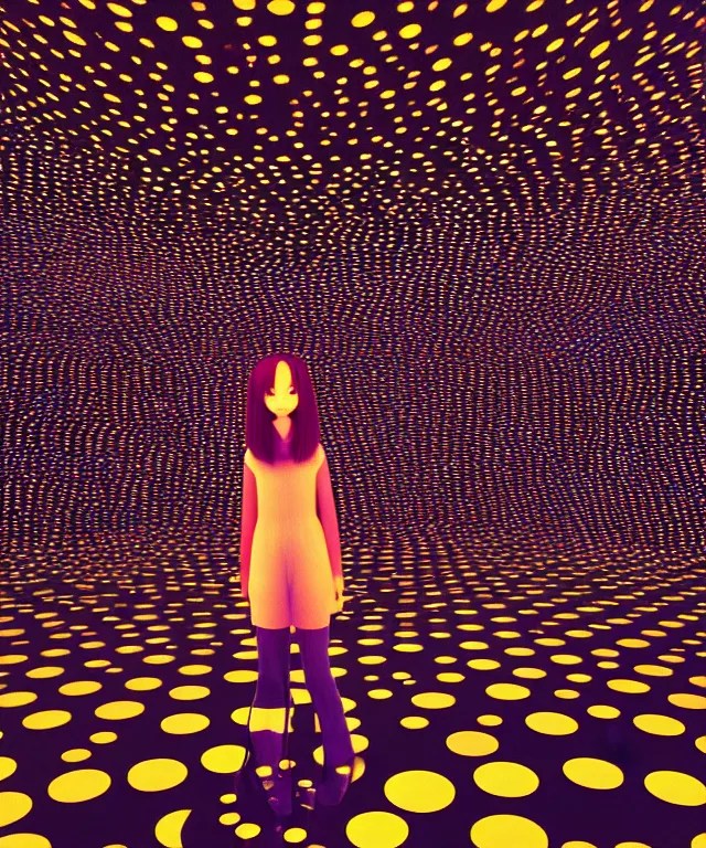 cute soul ghost in infinity mirror room by yayoi Stable Diffusion
