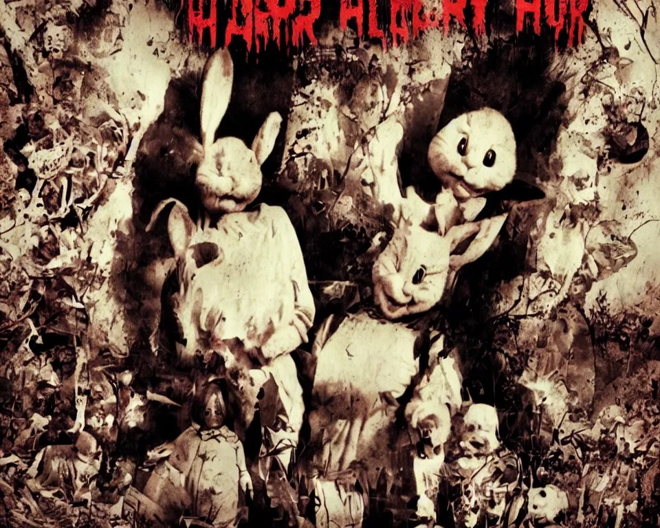 a horror movie poster featuring the Easter Bunny Stable Diffusion