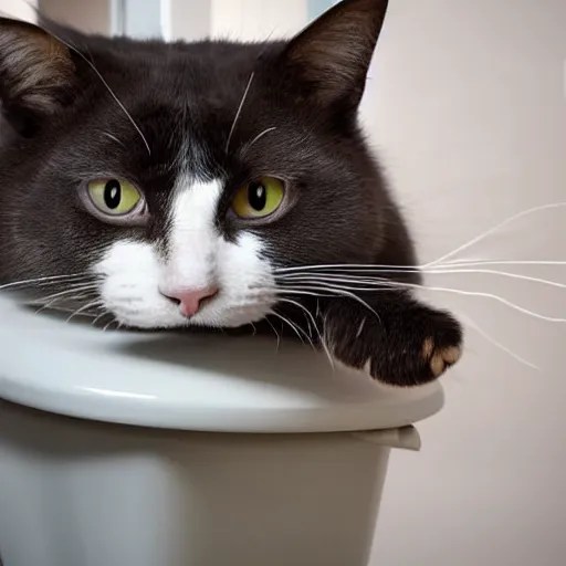 a cat drinking out of the toilet Stable Diffusion OpenArt