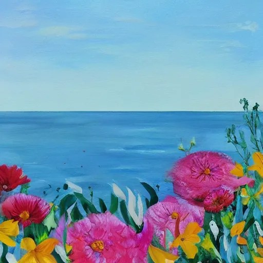 flowers by the sea Stable Diffusion OpenArt