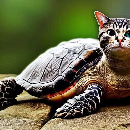 turtle with cat head, animal hybrid, photorealistic, Stable Diffusion