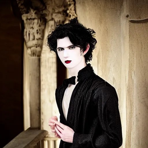 a beautiful young male vampire, pale skin, totally Stable Diffusion