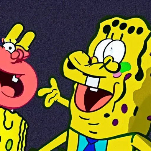 side view of spongebob passionately kissing patrick Stable Diffusion
