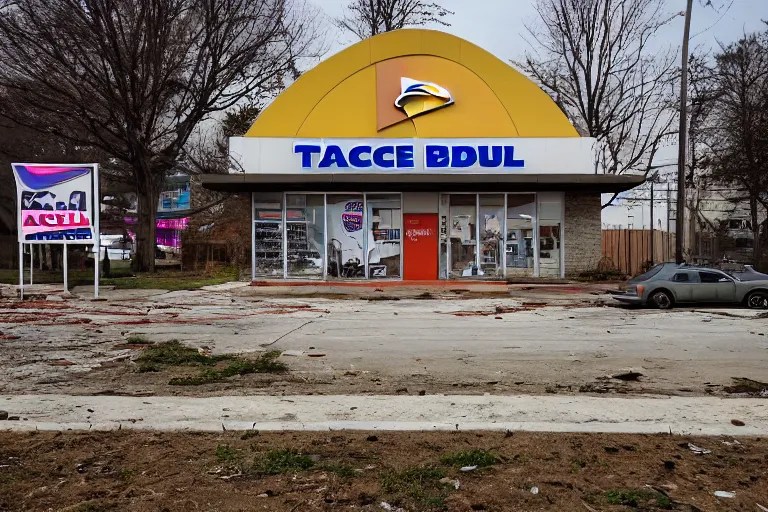 a photo of an abandoned taco bell, high definition Stable Diffusion