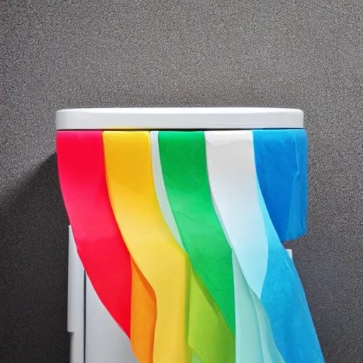rainbow toilet paper, detailed, product photo. ” Stable Diffusion