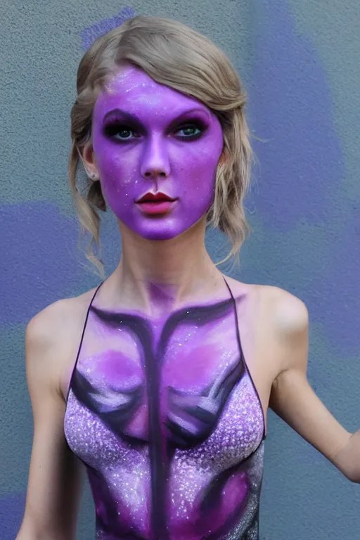 purple Taylor Swift with purple face paint, purple Stable Diffusion
