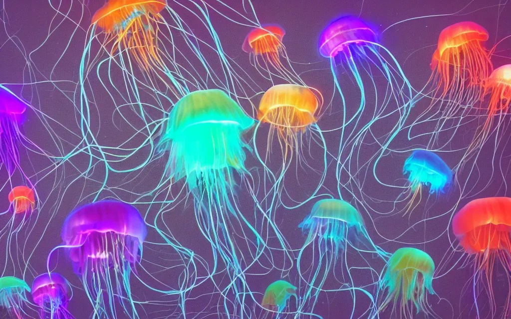 electric jellyfish, highly detailed photo 8 k, muted Stable Diffusion