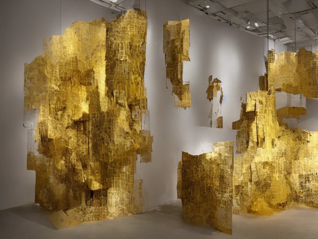 mixed media installation, spatial scenographic Stable Diffusion