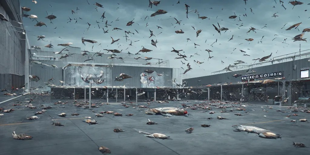 realistic cinematic views of a Orwellian Costco with Stable Diffusion