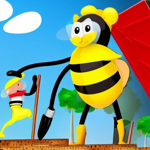 cartoon Bee working in construction Stable Diffusion OpenArt