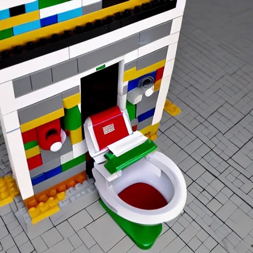 Functional Toilet Built With Legos, Top View, Stable Diffusion OpenArt