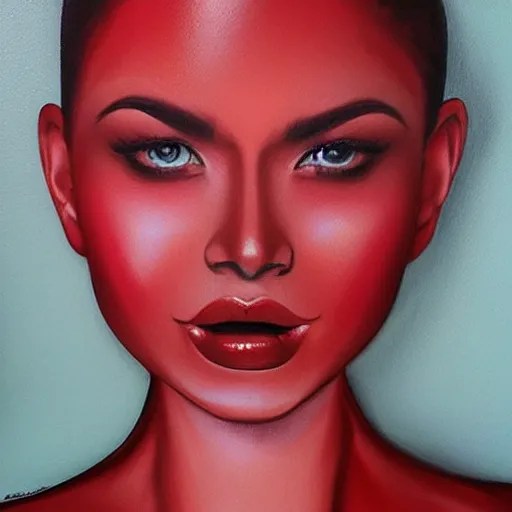 by artgerm deep red, body paint joyful. a computer art Stable