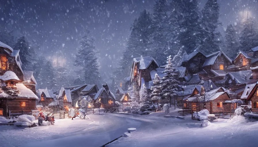 snowy village under tons of snow built in snowy Stable Diffusion