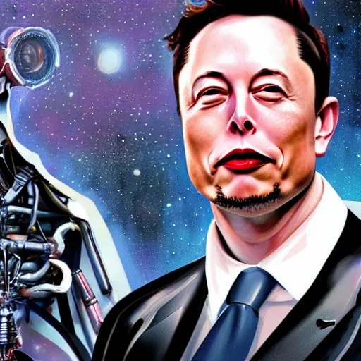 a nightmarish digital art painting of Elon Musk with Stable Diffusion