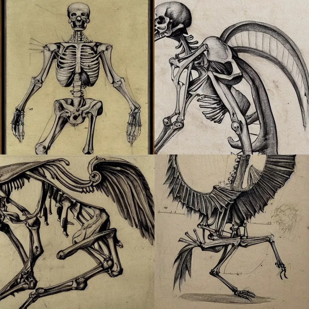 griffin, an anatomy drawing by Leonardo da Vinci, Stable Diffusion