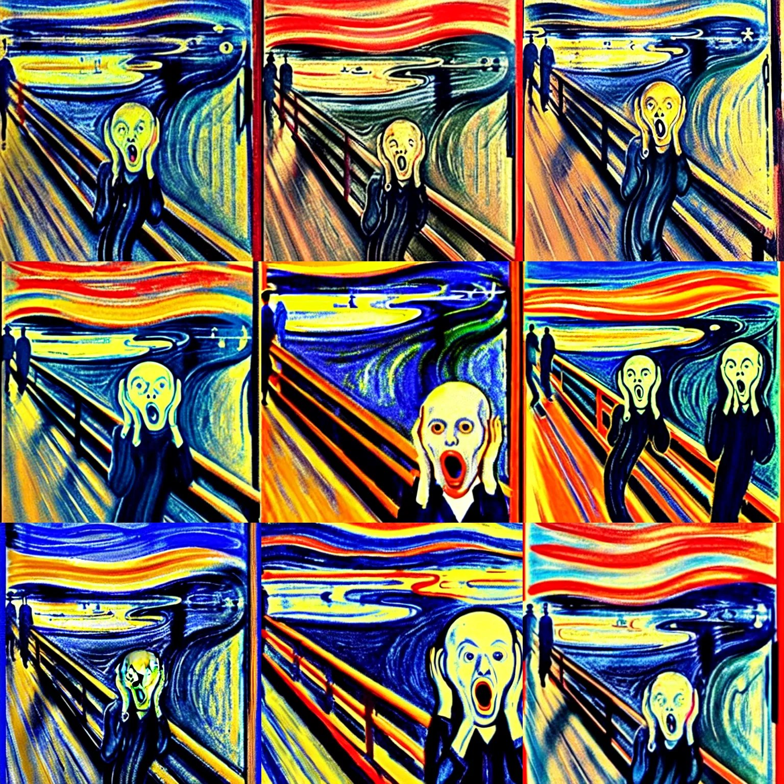 The Scream painting but the guy screaming is Clive Stable Diffusion