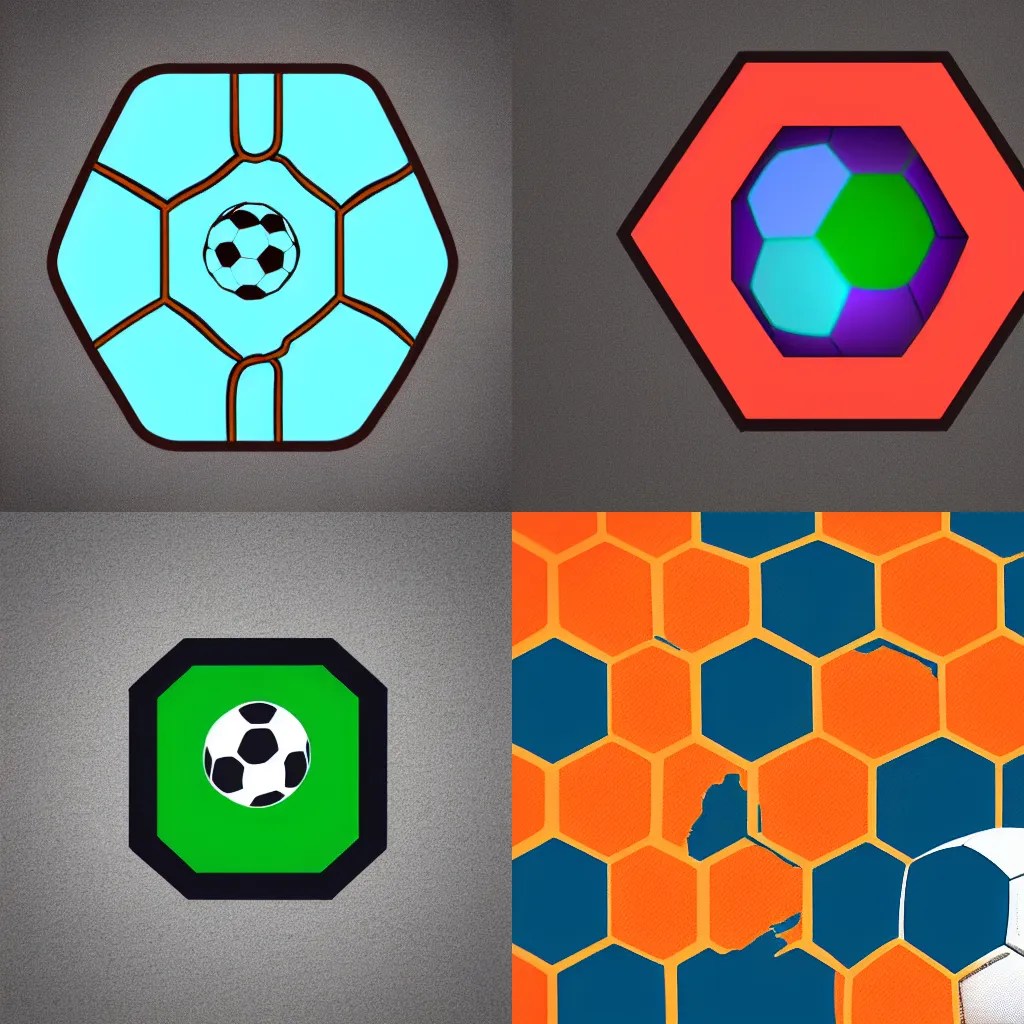 simple logo of soccer ball and heatmap, hexagon Stable Diffusion