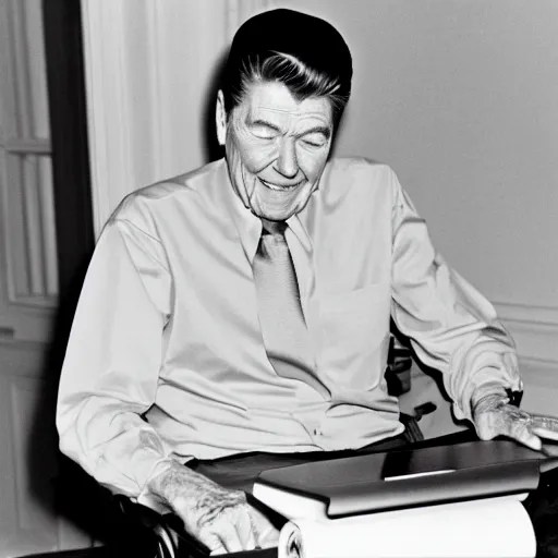 president ronald reagan uses a laptop Stable Diffusion OpenArt