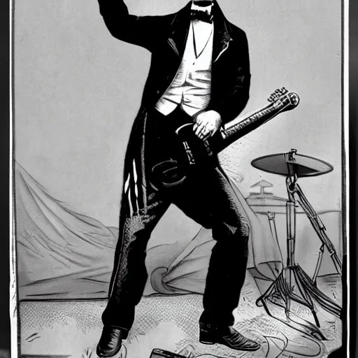 Abraham Lincoln as a punk rocker playing an electric Stable Diffusion