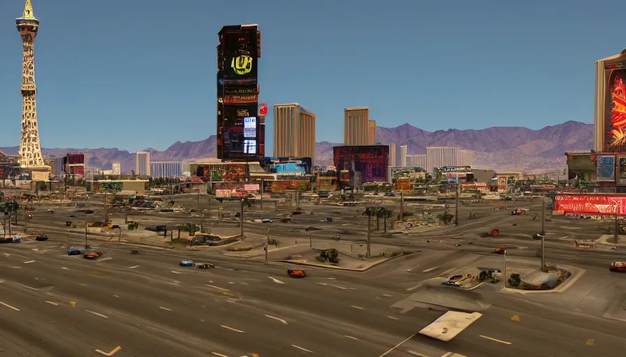 Las Vegas in GTA V, hyperdetailed, artstation, Stable Diffusion