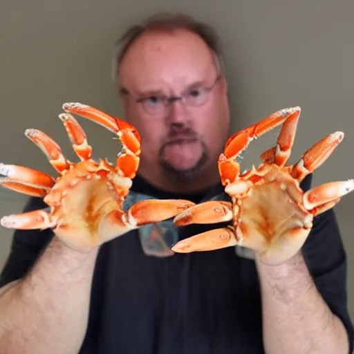 a man with crab claws hands Stable Diffusion