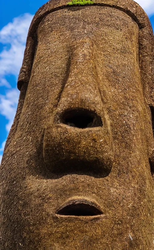 an Easter Island head statue close up, fisheye lens, Stable Diffusion