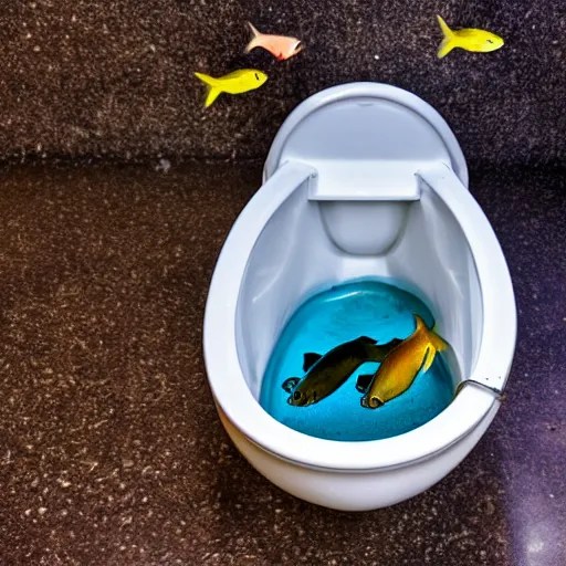 photo of fish swimming in a toilet bowl. Stable Diffusion OpenArt