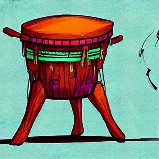 concept art for a series of Bongo Drums that get Stable Diffusion