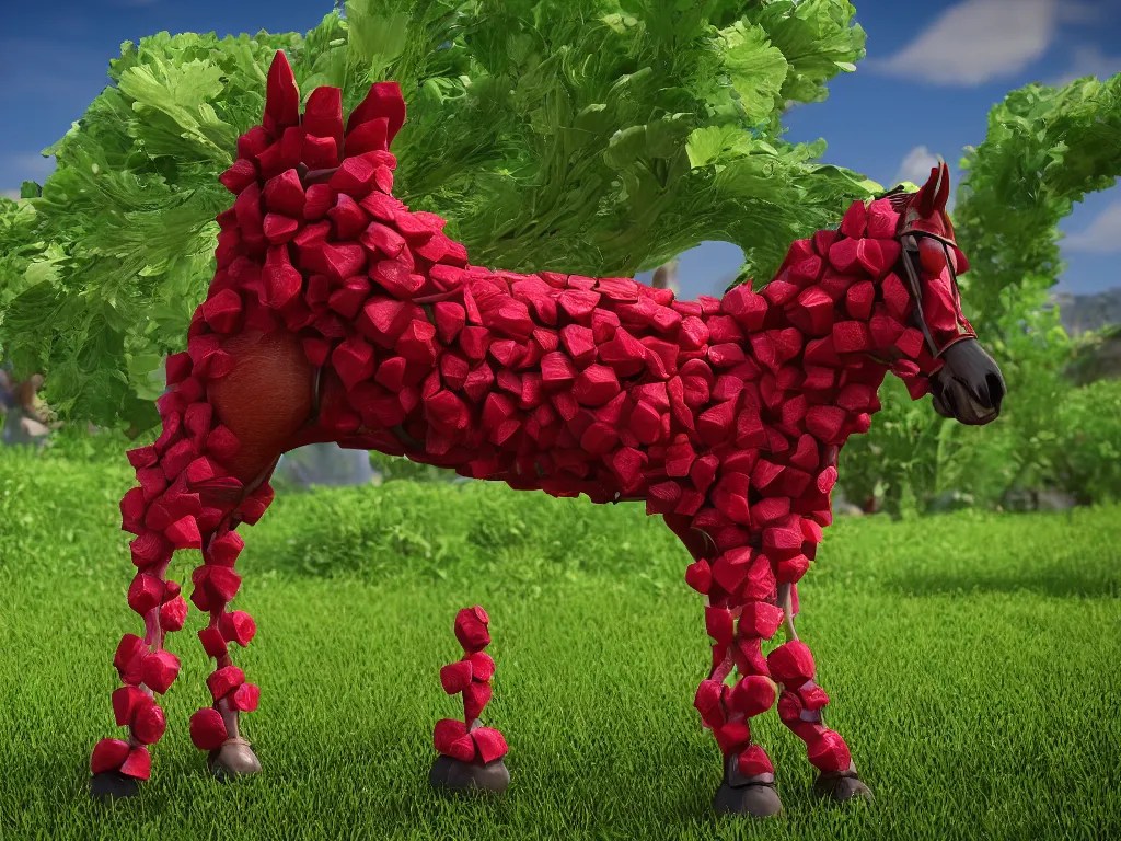 a horse made out of radishes, unreal engine 4k Stable Diffusion OpenArt