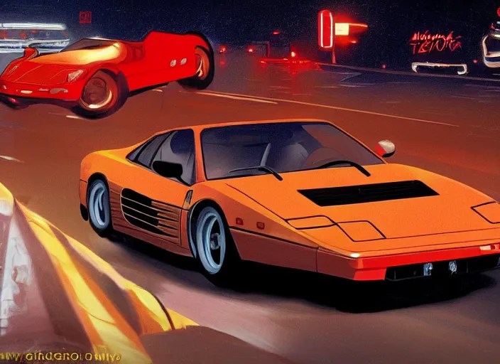 jc denton driving a ferrari testarossa through miami Stable Diffusion