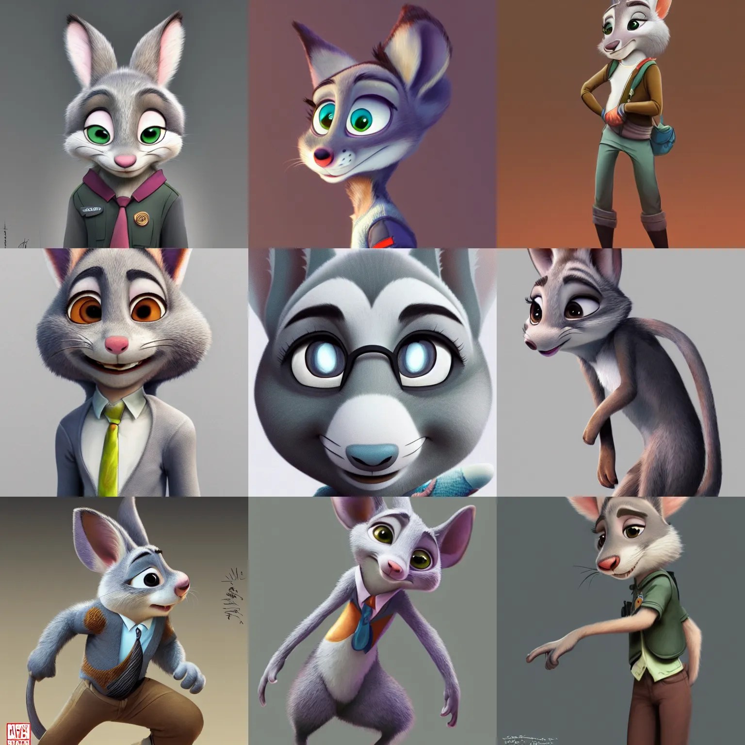 zootopia female character grey mouse, highly detailed, Stable