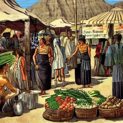 ancient egypt farmers market Stable Diffusion