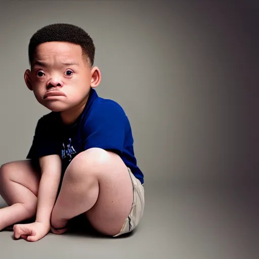 4 k editorial photograph of down syndrome midget will Stable Diffusion