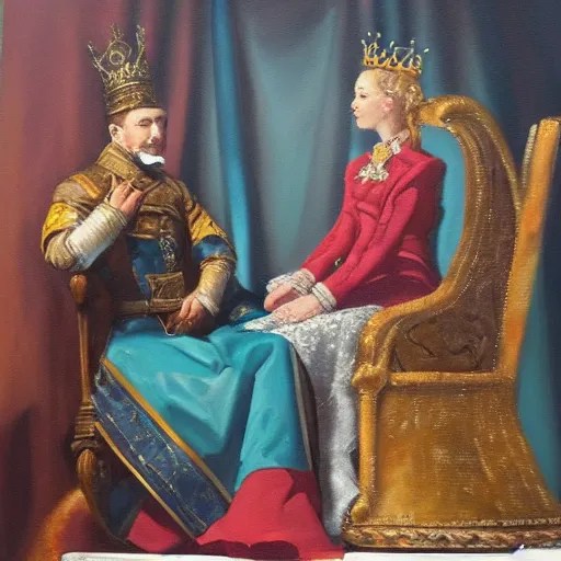 a king and queen sitting on thrones, oil painting Stable Diffusion OpenArt